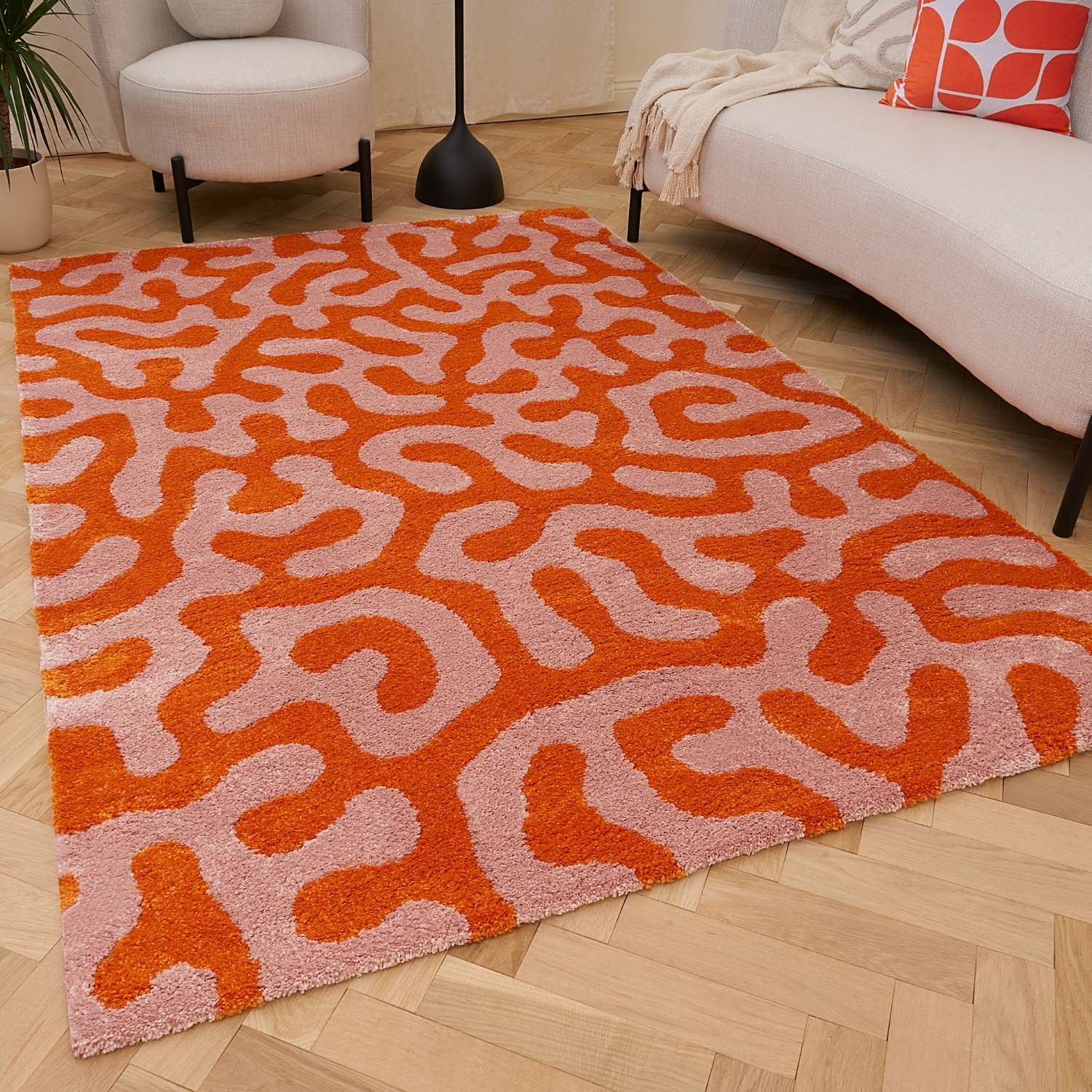 Joli Orange & Pink Doodle Rug | Rectangular | 80x150cm − 200x290cm The Rugs