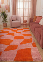 Joli Checkered Orange & Pink Rug | Rectangular | 80x150cm − 200x290cm The Rugs