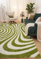 Joli Wavy Stripes Green & White Rug | Rectangular | 80x150cm − 200x290cm The Rugs