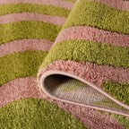 Joli Wavy Stripes Green & Pink Rug | Rectangular | 80x150cm − 200x290cm The Rugs