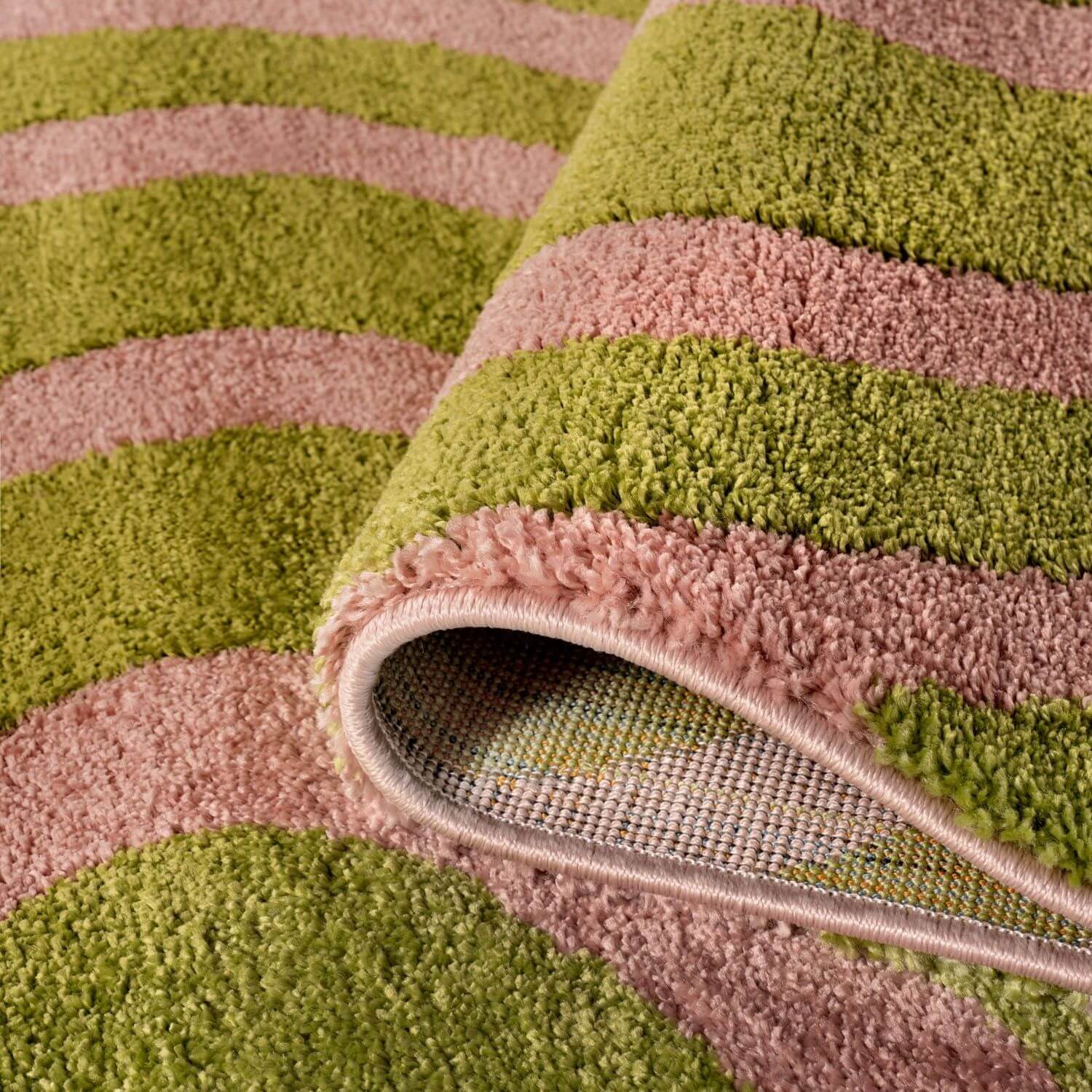 Joli Wavy Stripes Green & Pink Rug | Rectangular | 80x150cm − 200x290cm The Rugs