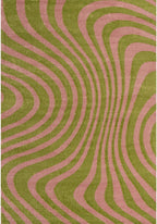 Joli Wavy Stripes Green & Pink Rug | Rectangular | 80x150cm − 200x290cm The Rugs