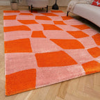 Joli Checkered Orange & Pink Rug | Rectangular | 80x150cm − 200x290cm The Rugs