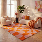 Joli Checkered Orange & Pink Rug | Rectangular | 80x150cm − 200x290cm The Rugs