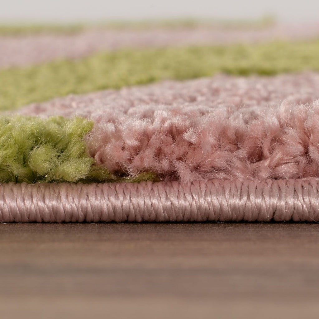 Joli Wavy Stripes Green & Pink Rug | Rectangular | 80x150cm − 200x290cm The Rugs