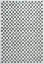 Moodi Shaggy Green/White Checkered Rug | Rectangular | Round The Rugs