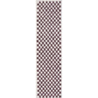 Moodi Shaggy Purple/White Checkered Rug | Rectangular | Round 80X300 cm The Rugs