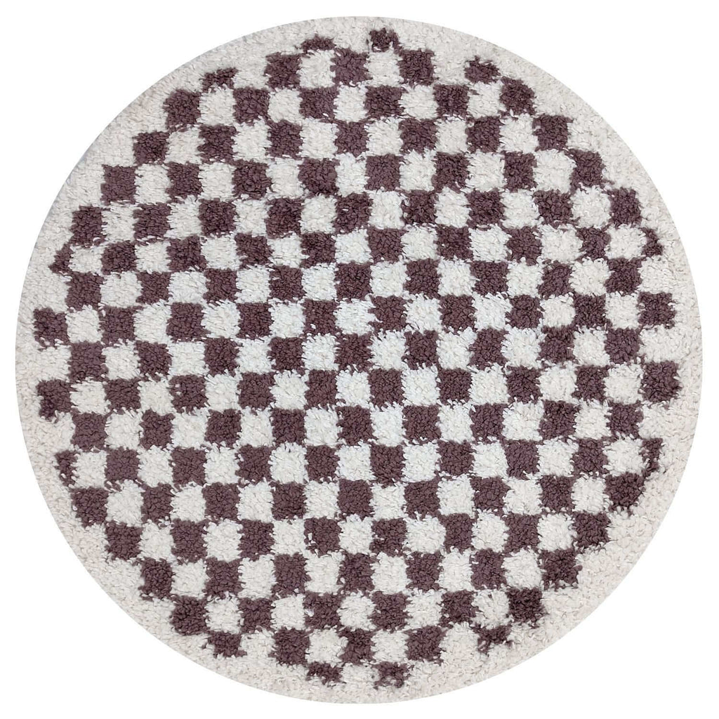 Moodi Shaggy Purple/White Checkered Rug | Rectangular | Round Ø 120 cm The Rugs