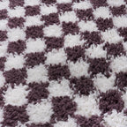 Moodi Shaggy Purple/White Checkered Rug | Rectangular | Round The Rugs
