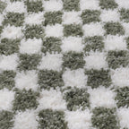 Moodi Shaggy Green/White Checkered Rug | Rectangular | Round The Rugs