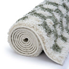 Moodi Shaggy Green/White Checkered Rug | Rectangular | Round The Rugs