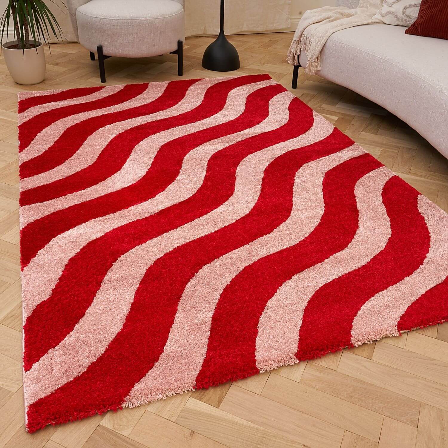 Joli Wave Red & Pink Rug | Rectangular | 80x150cm − 200x290cm The Rugs