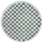 Moodi Shaggy Green/White Checkered Rug | Rectangular | Round Ø 120 cm The Rugs