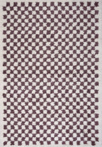 Moodi Shaggy Purple/White Checkered Rug | Rectangular | Round The Rugs