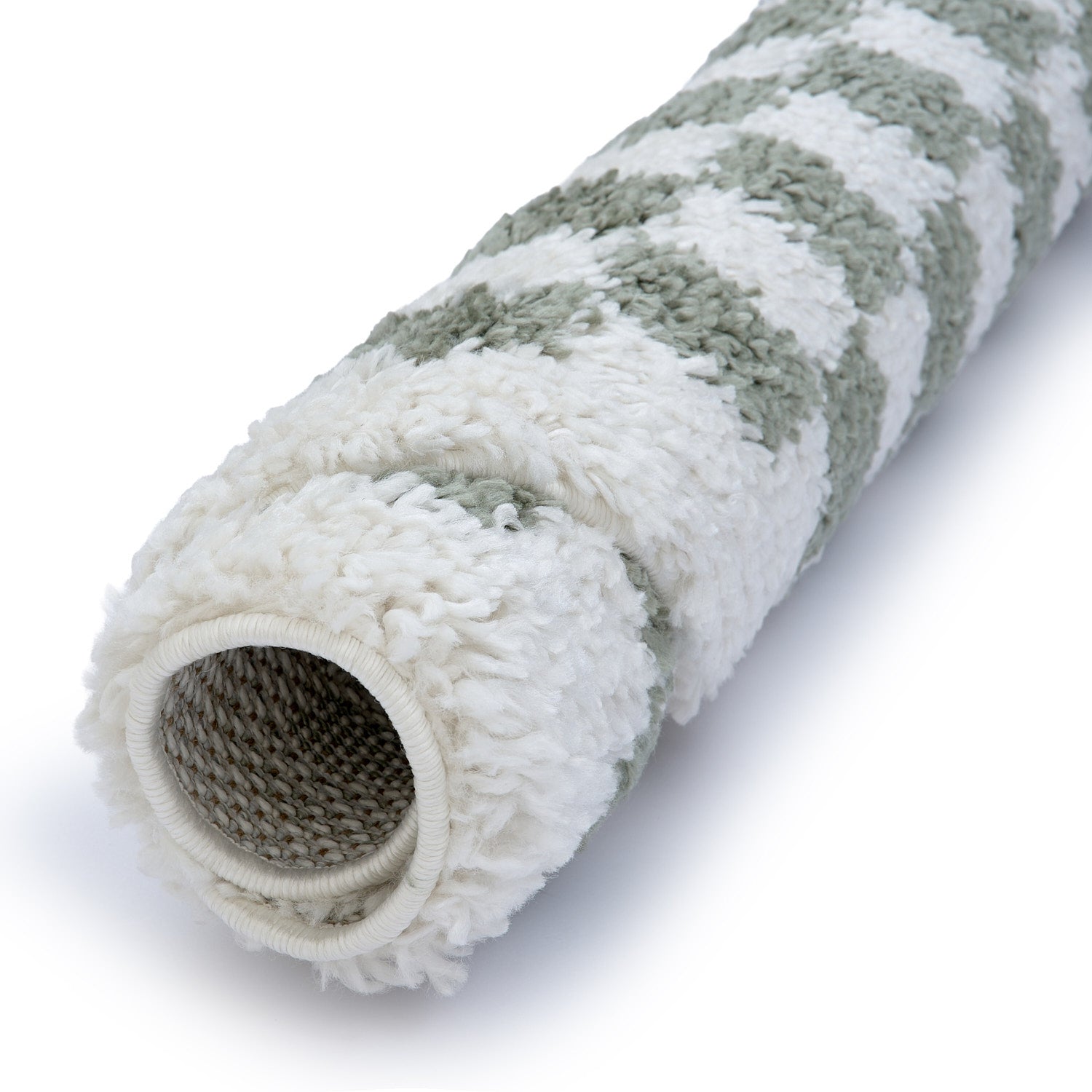 Moodi Shaggy Green/White Checkered Rug | Rectangular | Round The Rugs