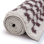 Moodi Shaggy Purple/White Checkered Rug | Rectangular | Round The Rugs