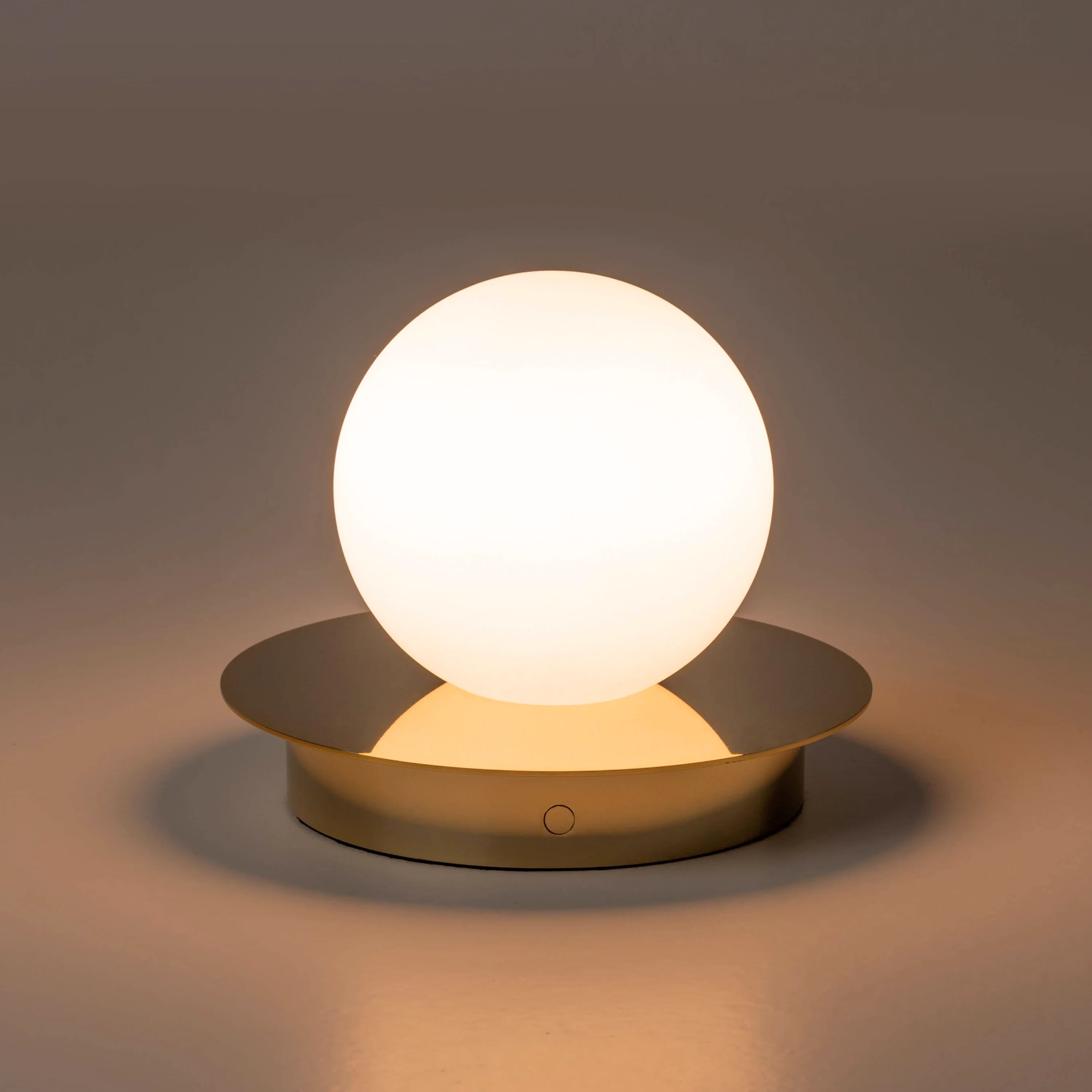 Brass opal disk cordless table lamp houseof KEFINO