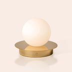 Brass opal disk cordless table lamp houseof KEFINO