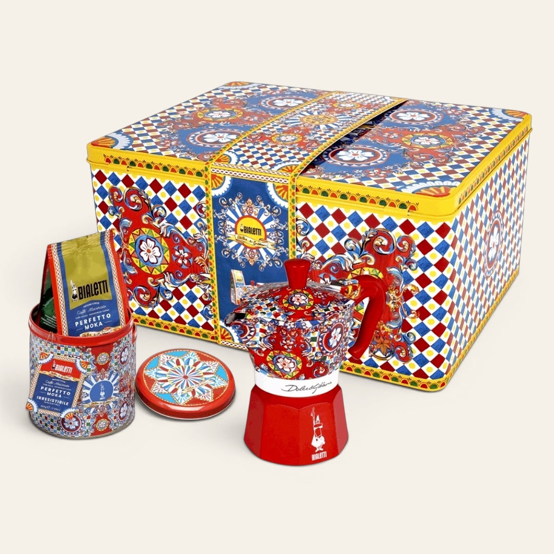 Bialetti X Dolce&Gabbana Sicilian Cart Gift Set (Moka 3 Cup and Coffee) Brew Italia