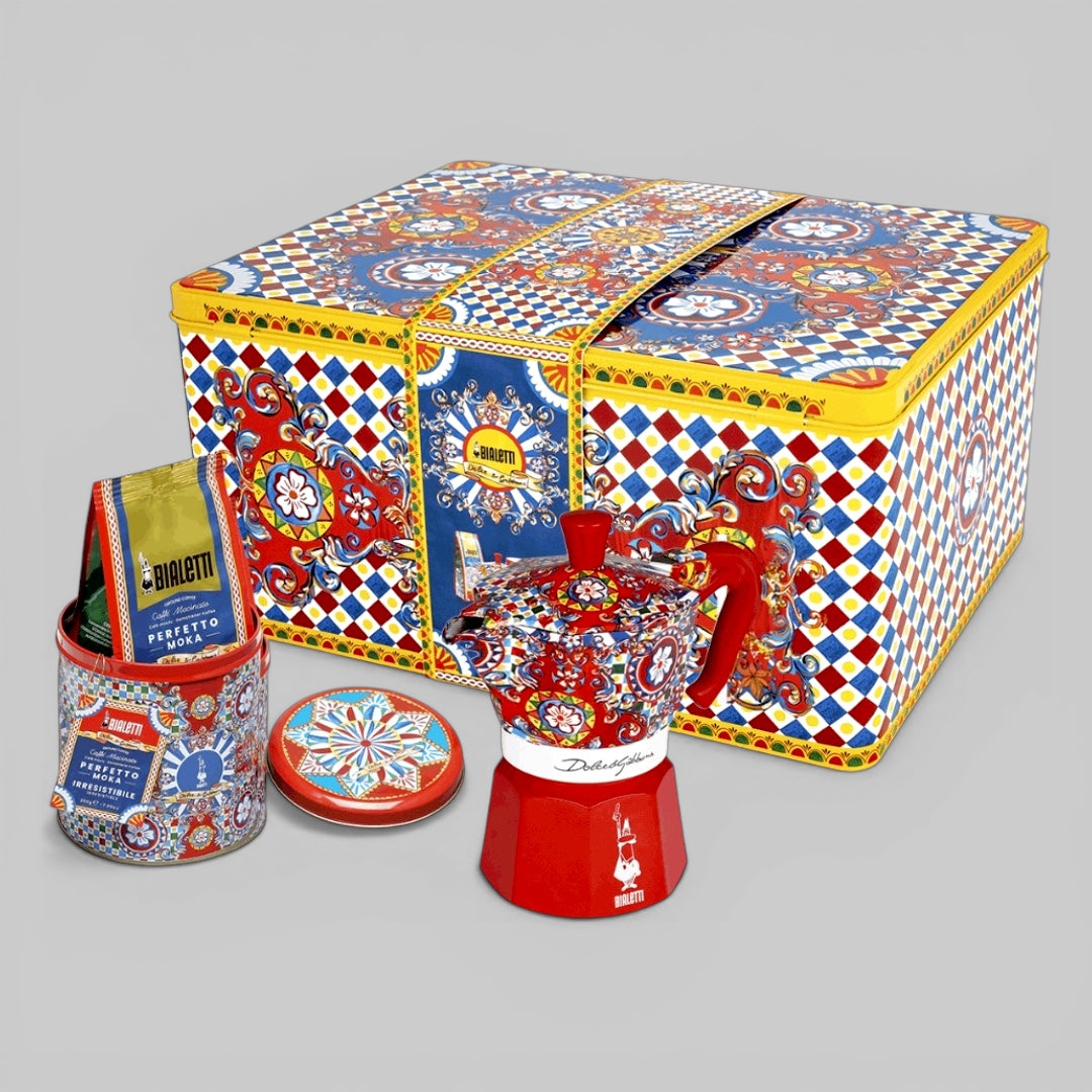 Bialetti X Dolce&Gabbana Sicilian Cart Gift Set (Moka 3 Cup and Coffee) Brew Italia