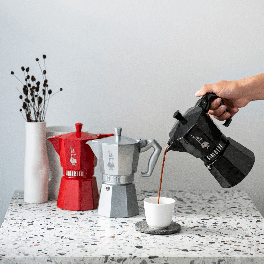 Bialetti Moka Express Exclusive | 3 or 6 cup | Red/ Blue/ Black/ Cream/ Green Brew Italia