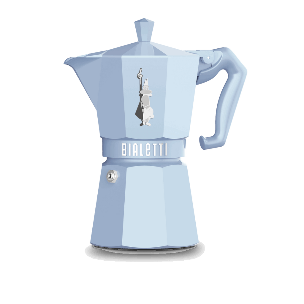 Bialetti Moka Express Exclusive | 3 or 6 cup | Red/ Blue/ Black/ Cream/ Green 6 Cup Pastel Blue Brew Italia
