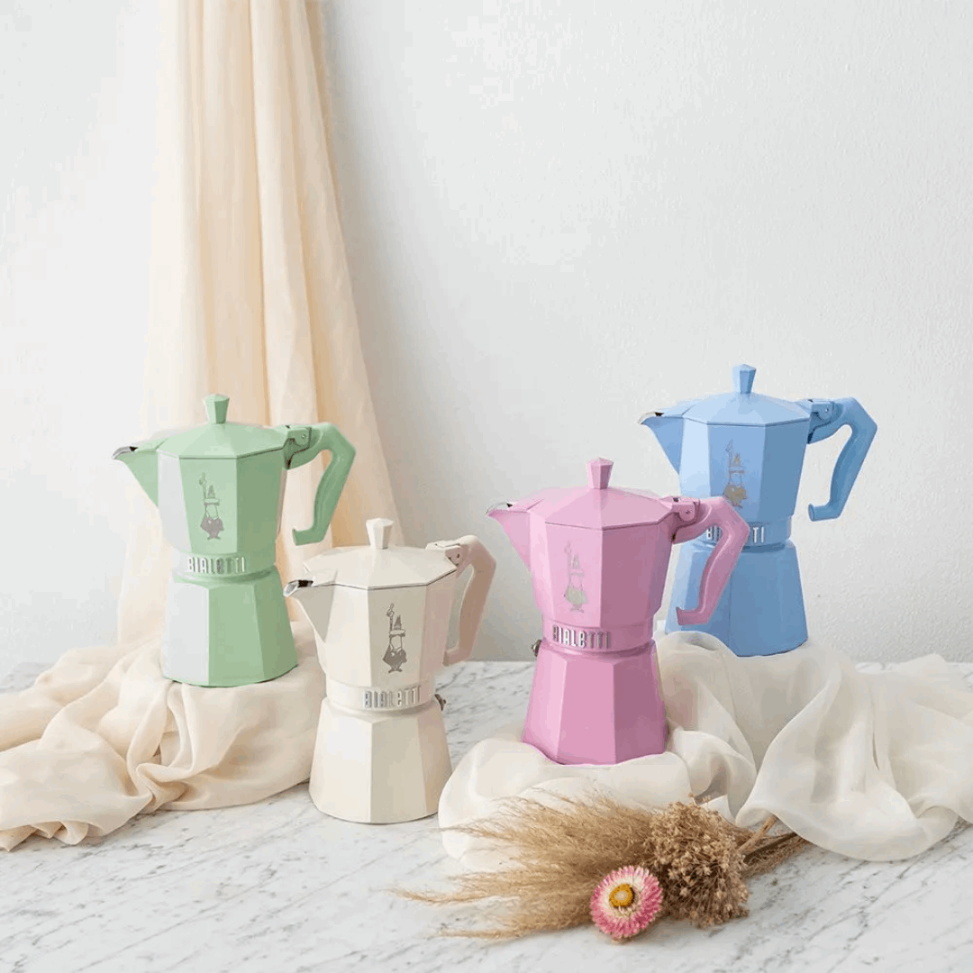 Bialetti Moka Express Exclusive | 3 or 6 cup | Red/ Blue/ Black/ Cream/ Green Brew Italia