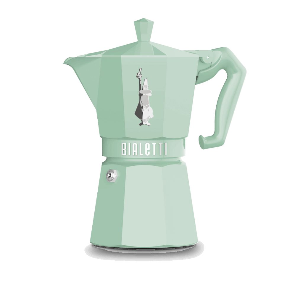 Bialetti Moka Express Exclusive | 3 or 6 cup | Red/ Blue/ Black/ Cream/ Green 6 Cup Pastel Green Brew Italia