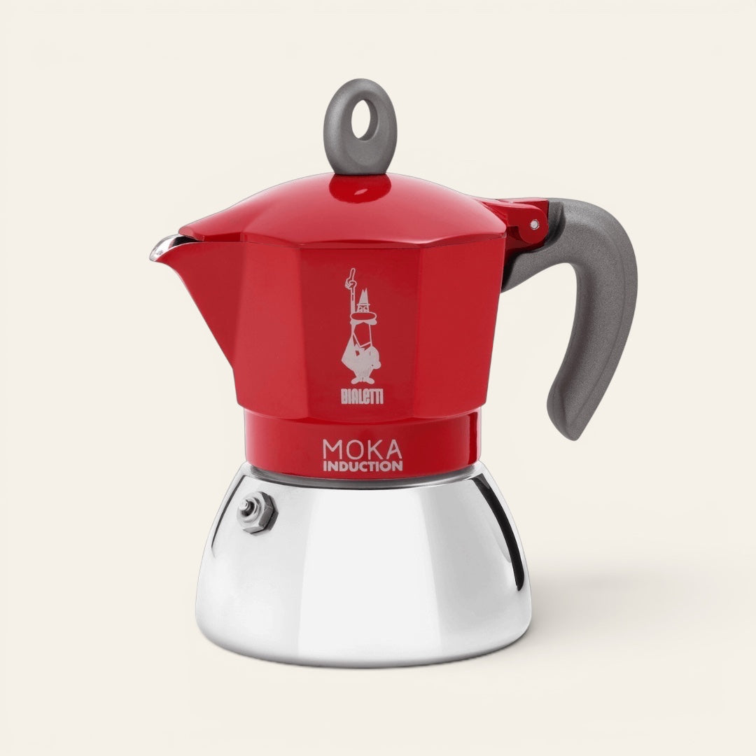 Bialetti Moka Induction Stovetop Coffee Maker | 4 or 6 cup | Red or Black Brew Italia
