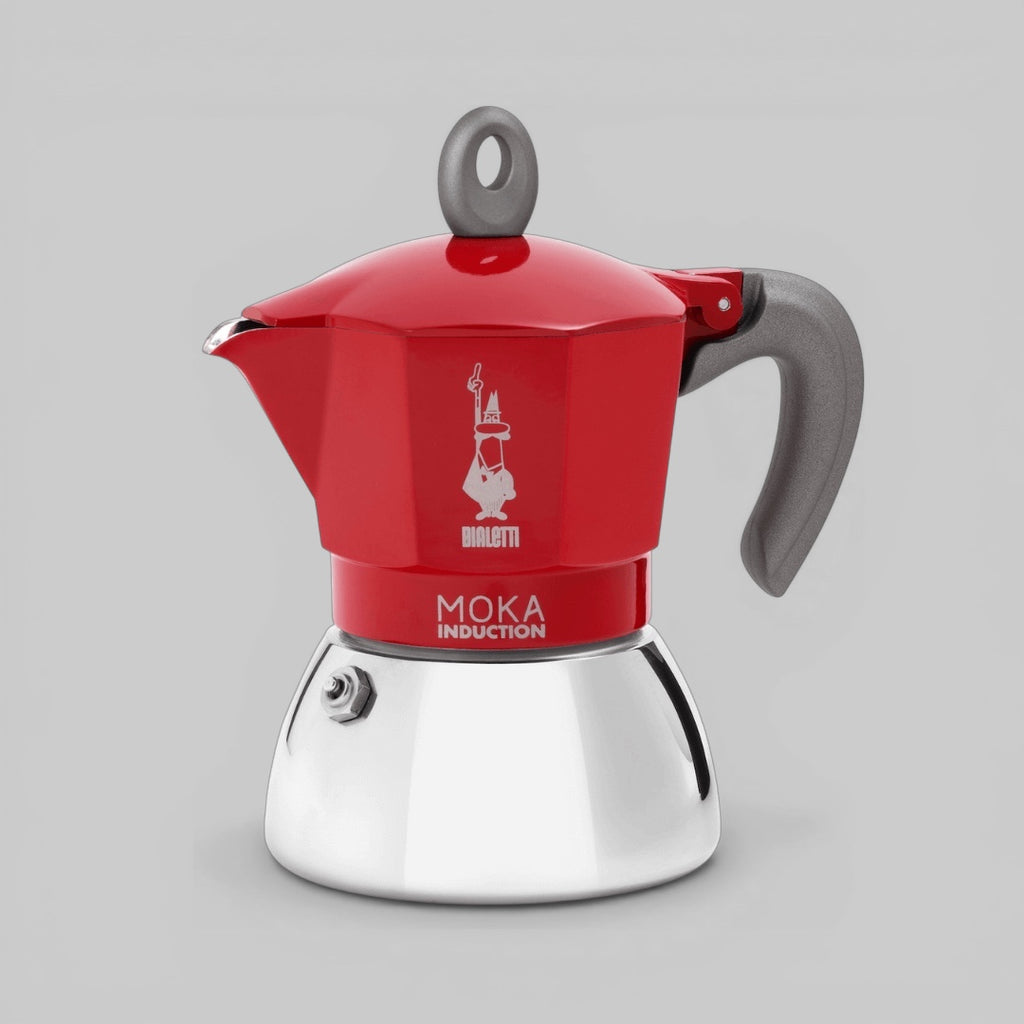 Bialetti Moka Induction Stovetop Coffee Maker | 4 or 6 cup | Red or Black Red Brew Italia