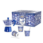 Bialetti X Dolce&Gabbana Blue Mediterranean Gift Set (3 cup Moka and Stirrer set) Brew Italia