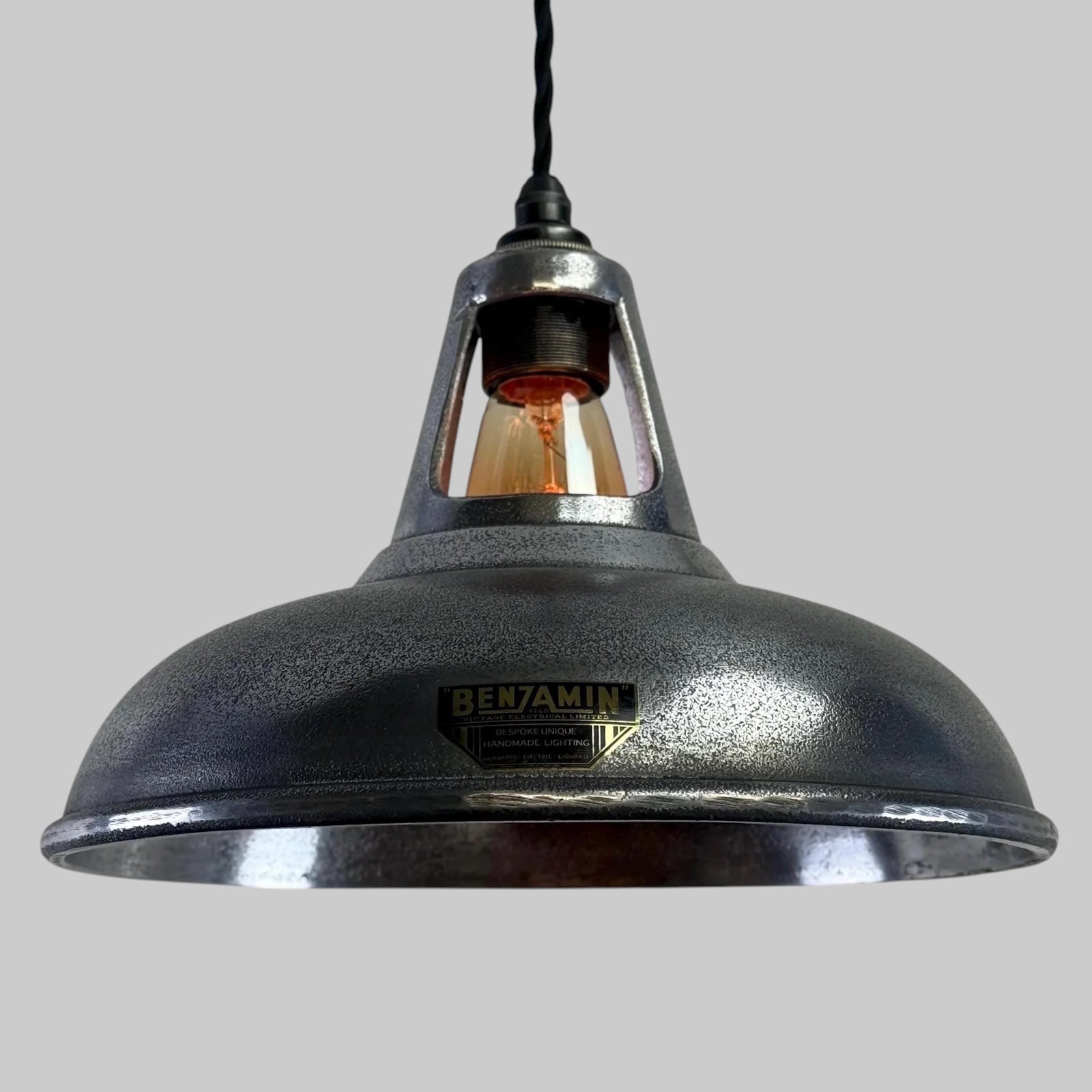 CAST Silver Solid Cast Aluminium Lampshade Pendant/Set Vintage-Electrical