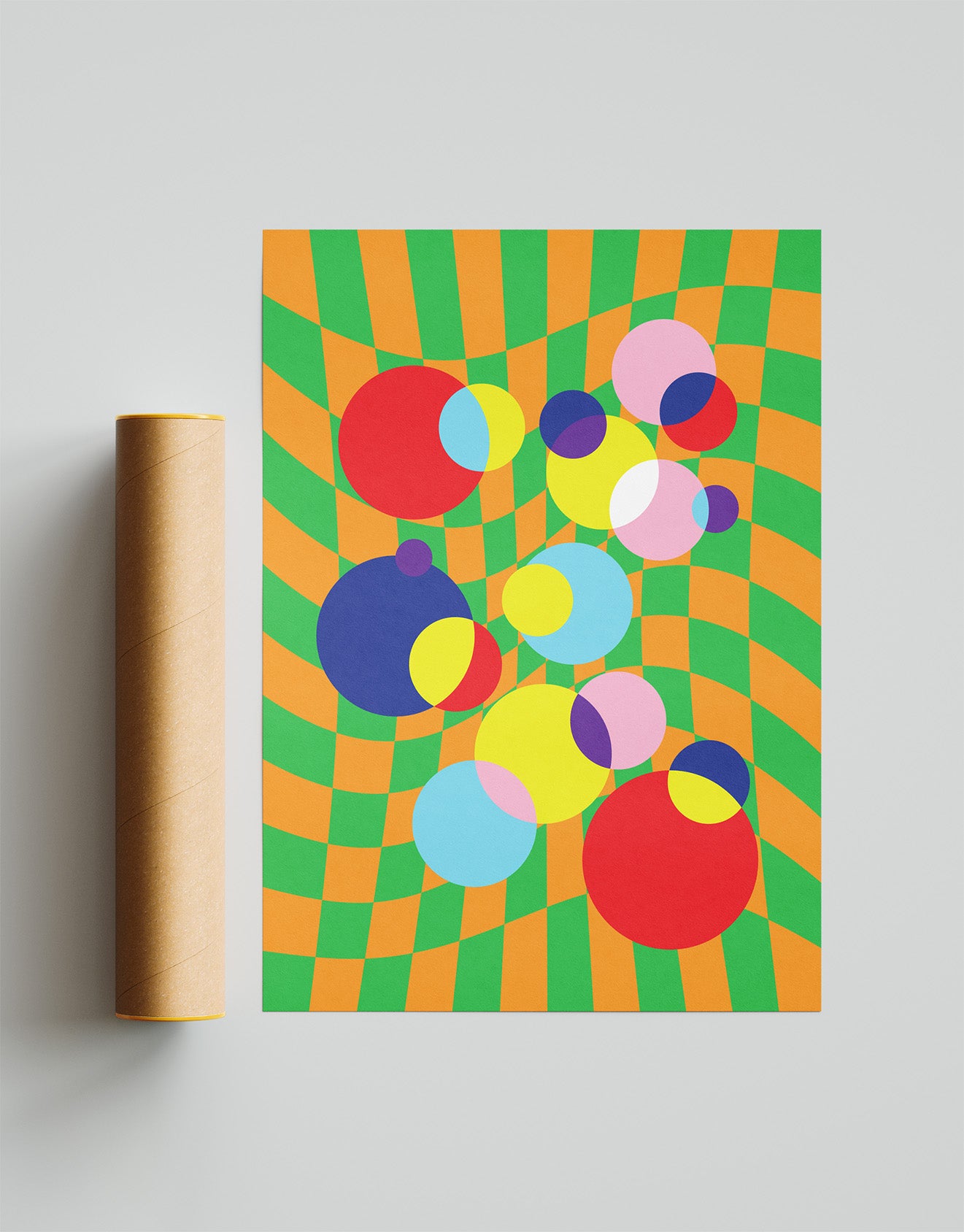 Checkerboard Bubbles Poster no Frame