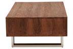 Wooden coffee table with drawer on white backround