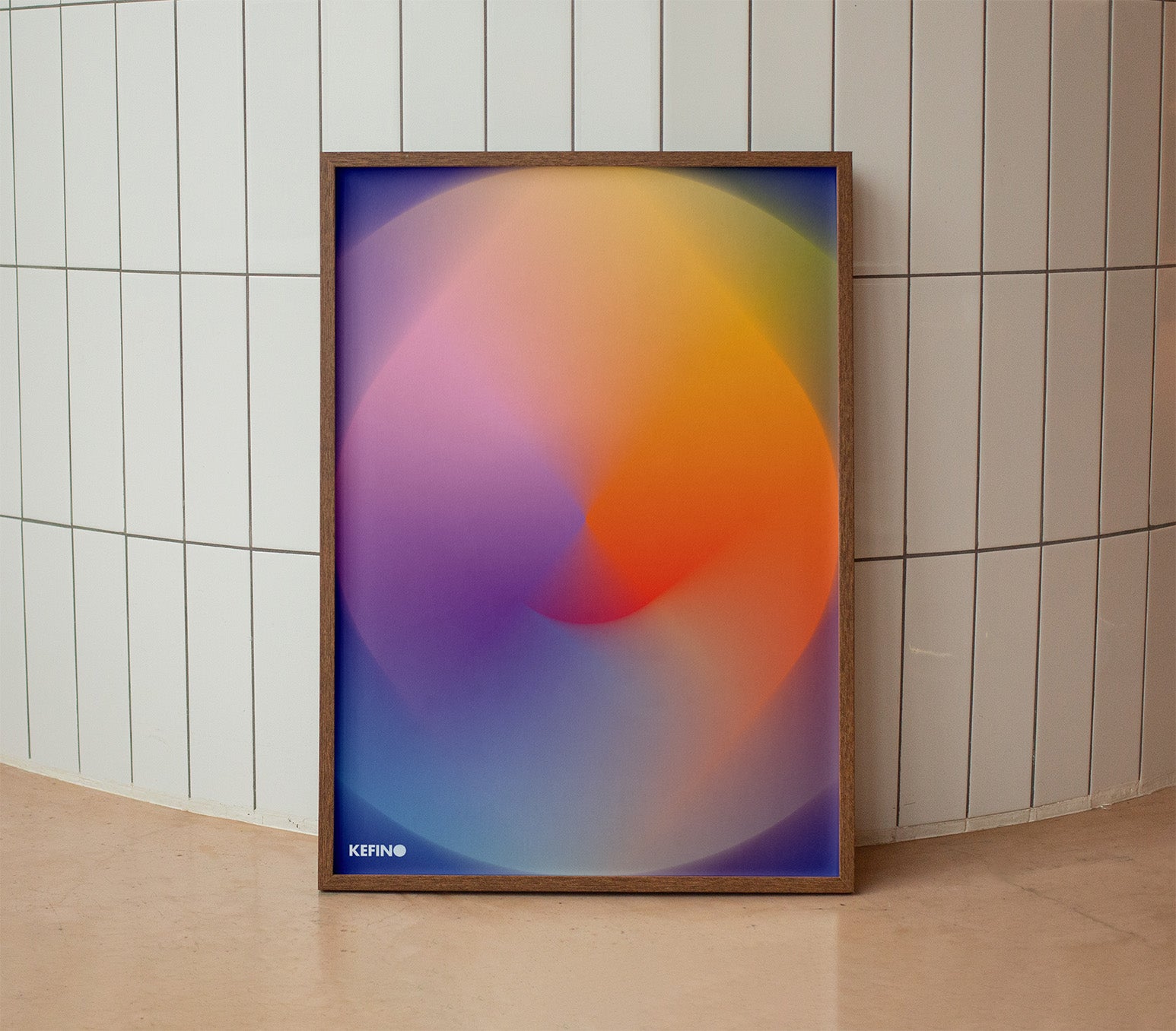 Colour Gradient Blur Poster in a wooden frame