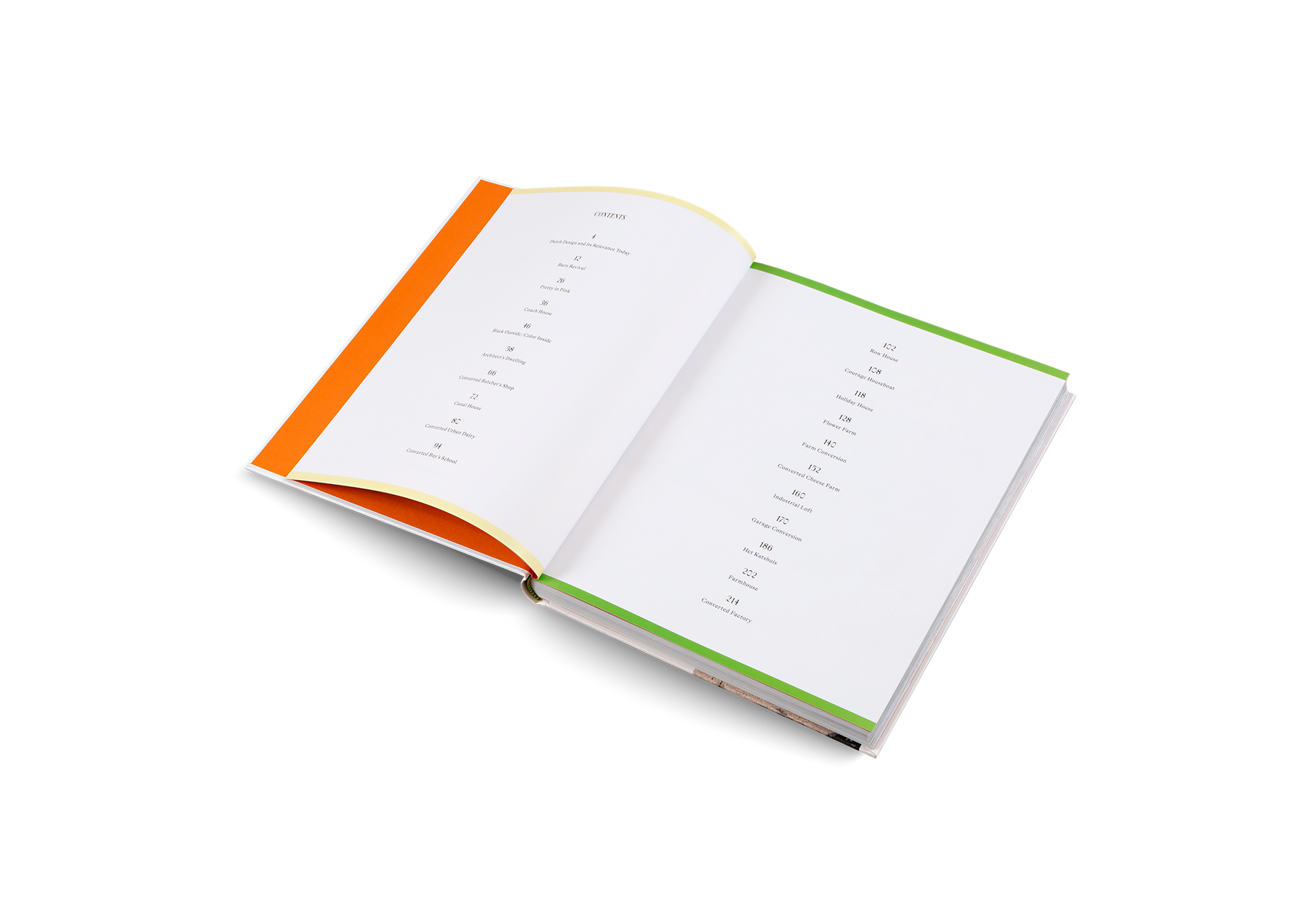 Open book with orange and green edges on a white background