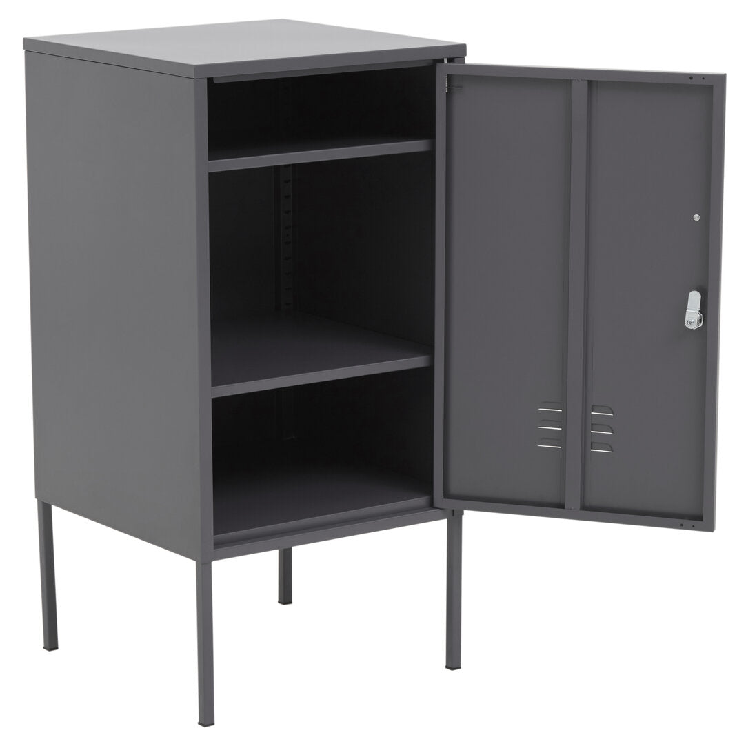 VAULT Slate Metal Cabinet/Side Table with Lock − Dark Grey