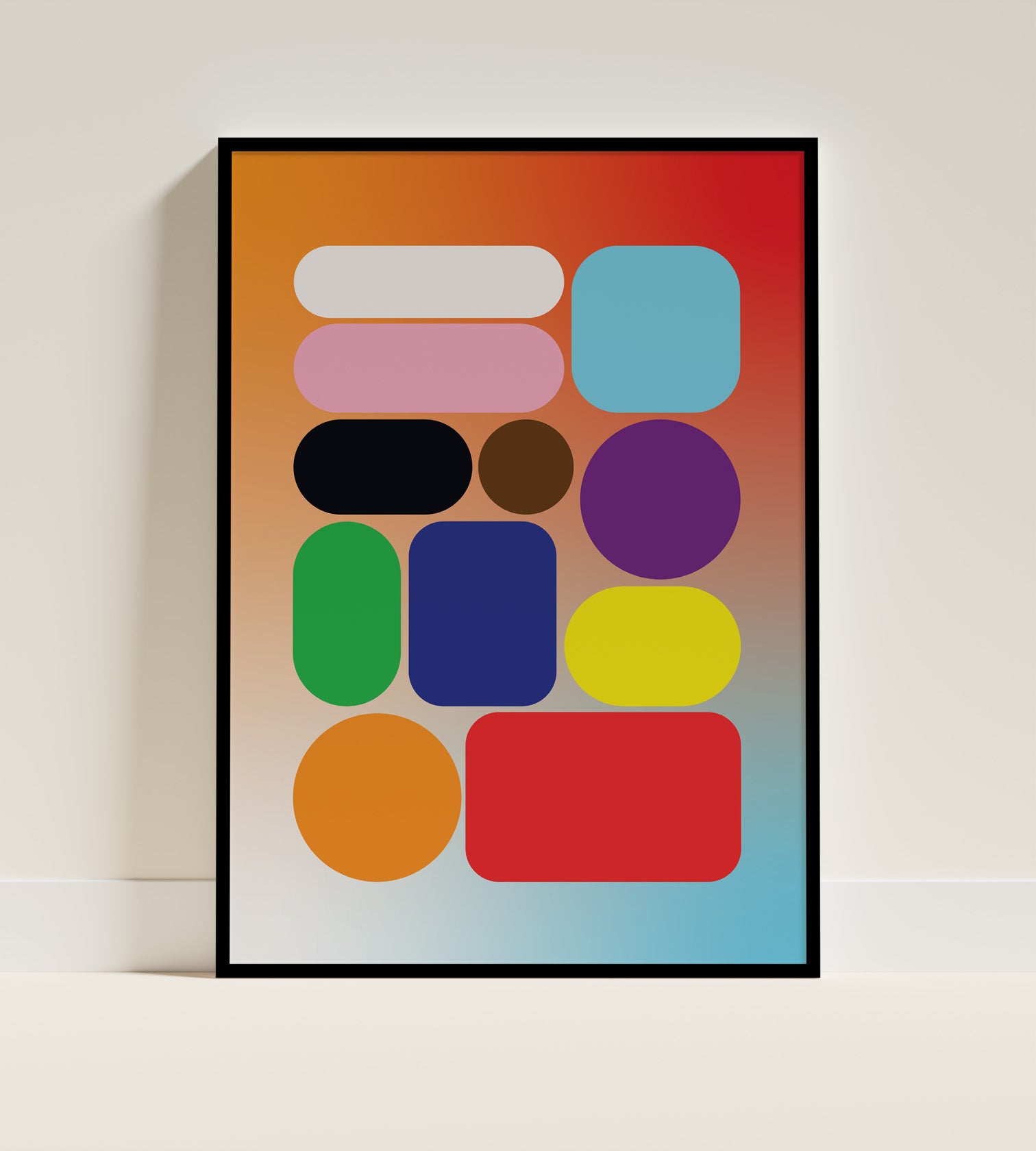 Gradient Blob Poster in black frame