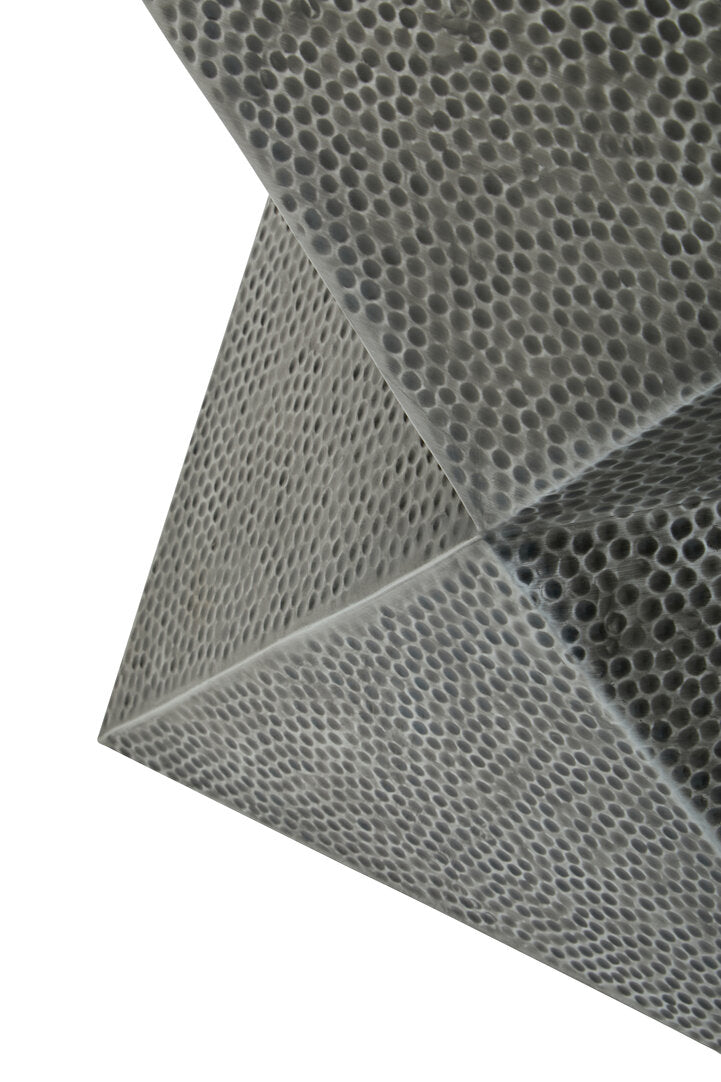Close-up of a textured grey metal material