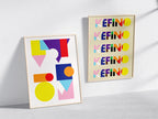 KEFINO Logo Poster and Geometric Poster in Wooden Frame