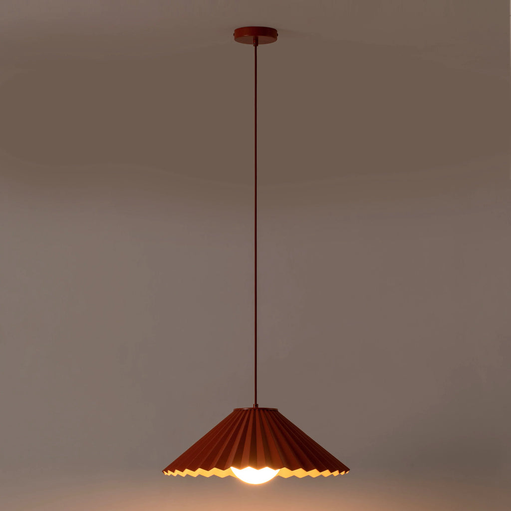 Burnt Orange Pleat Pendant Ceiling Light − Large − Houseof X Emma Gurner houseof.com