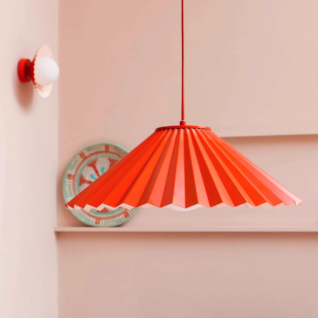 Burnt Orange Pleat Pendant Ceiling Light − Large − Houseof X Emma Gurner houseof.com