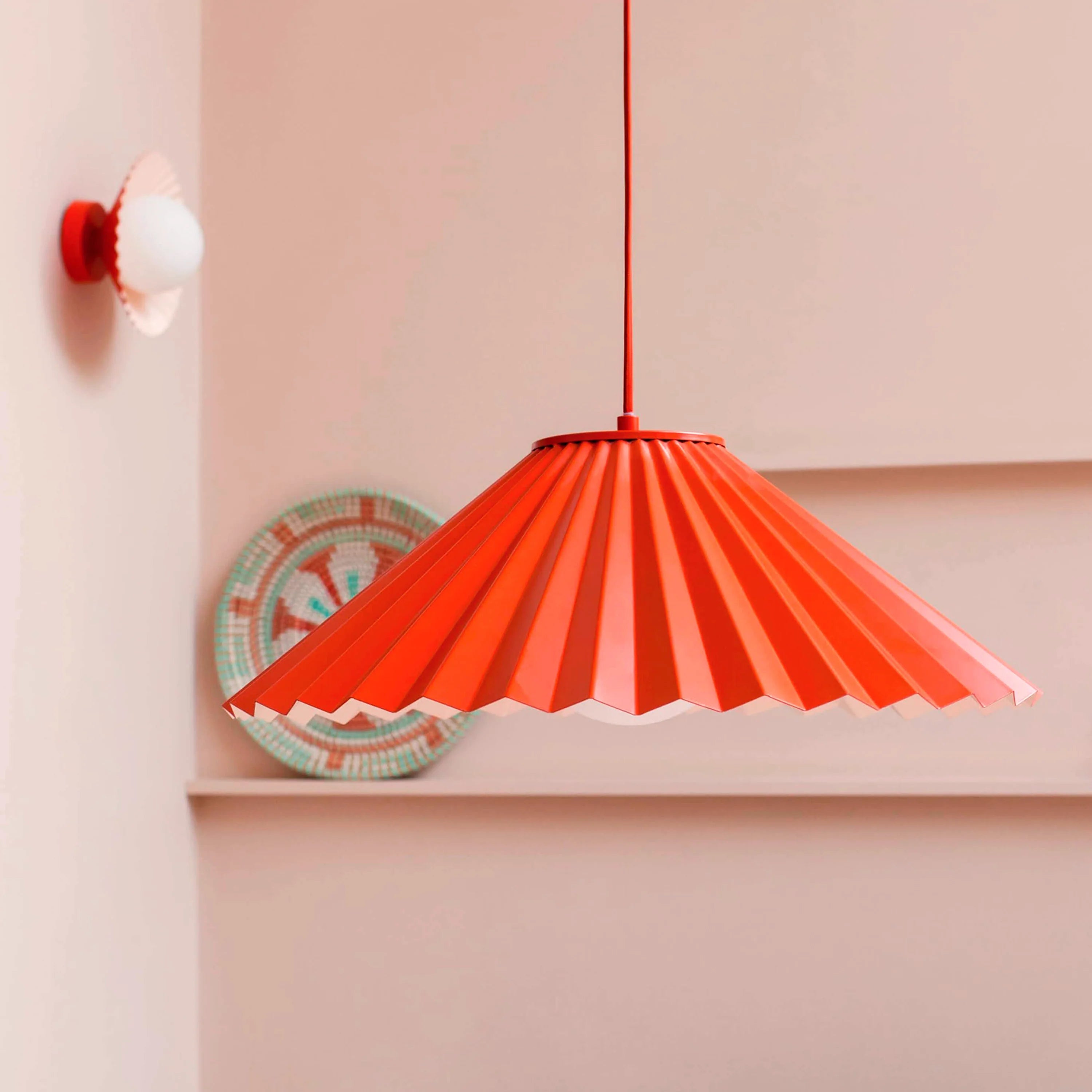 Burnt Orange Pleat Pendant Ceiling Light − Large − Houseof X Emma Gurner houseof.com