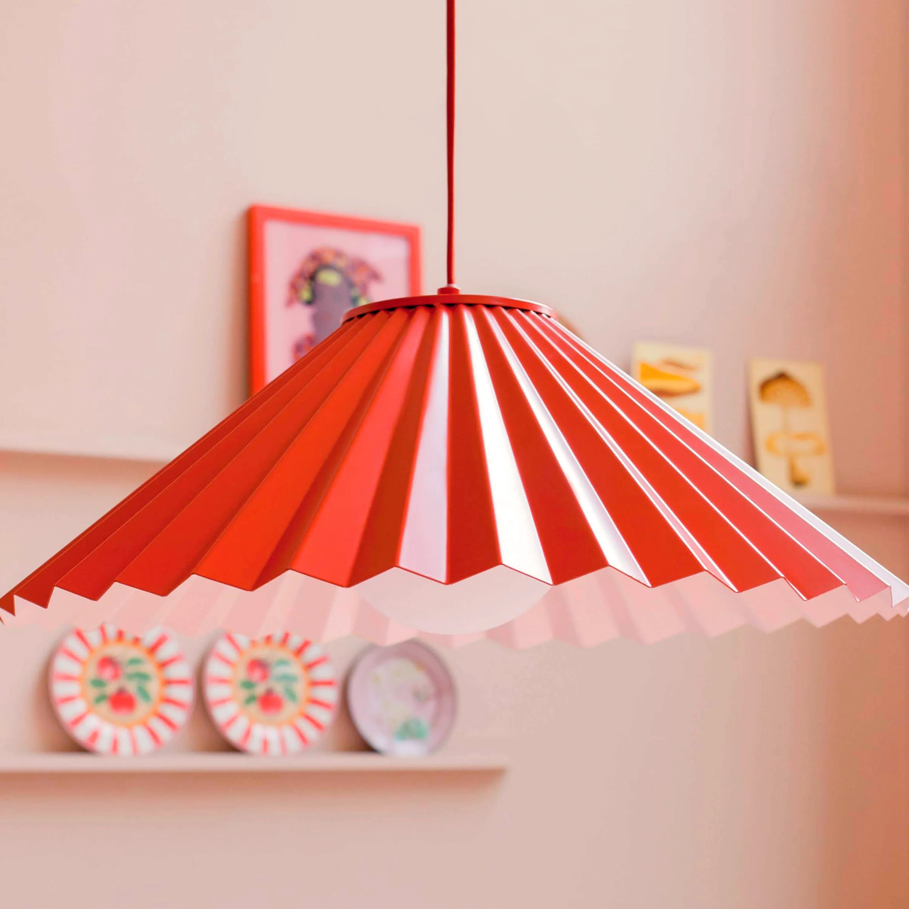 Burnt Orange Pleat Pendant Ceiling Light − Large − Houseof X Emma Gurner houseof.com