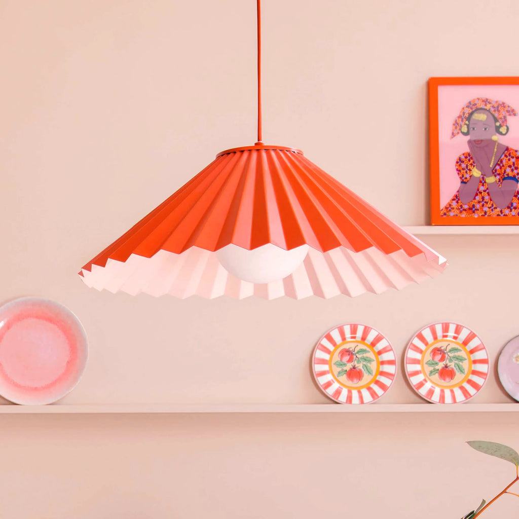 Burnt Orange Pleat Pendant Ceiling Light − Large − Houseof X Emma Gurner houseof.com
