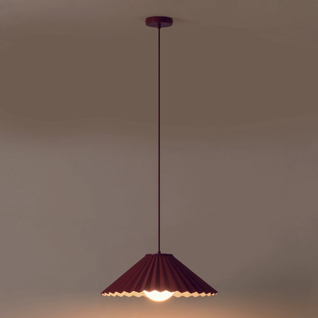Burgundy Pleat Pendant Ceiling Light − Large − Houseof X Emma Gurner houseof.com