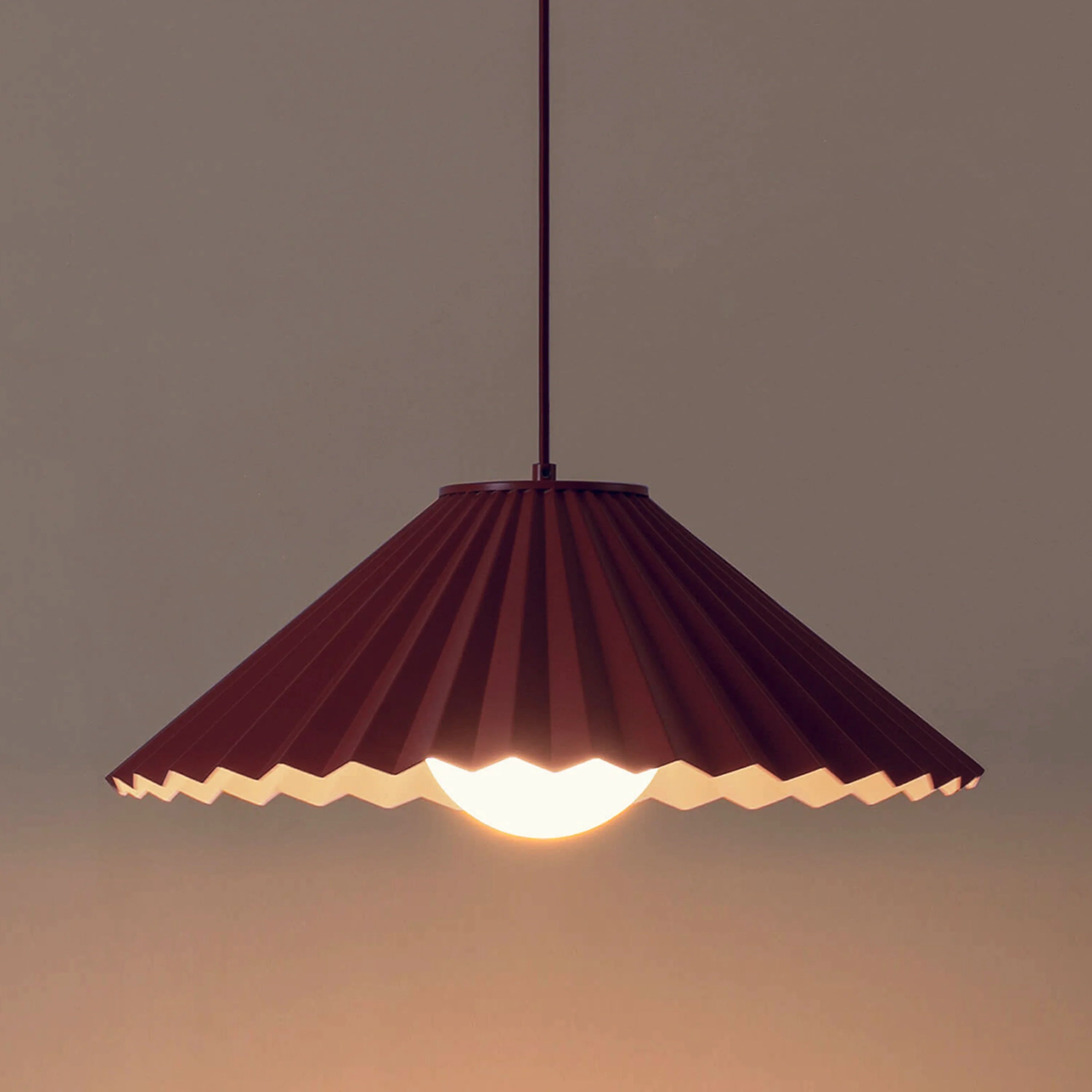 Burgundy Pleat Pendant Ceiling Light − Large − Houseof X Emma Gurner houseof.com