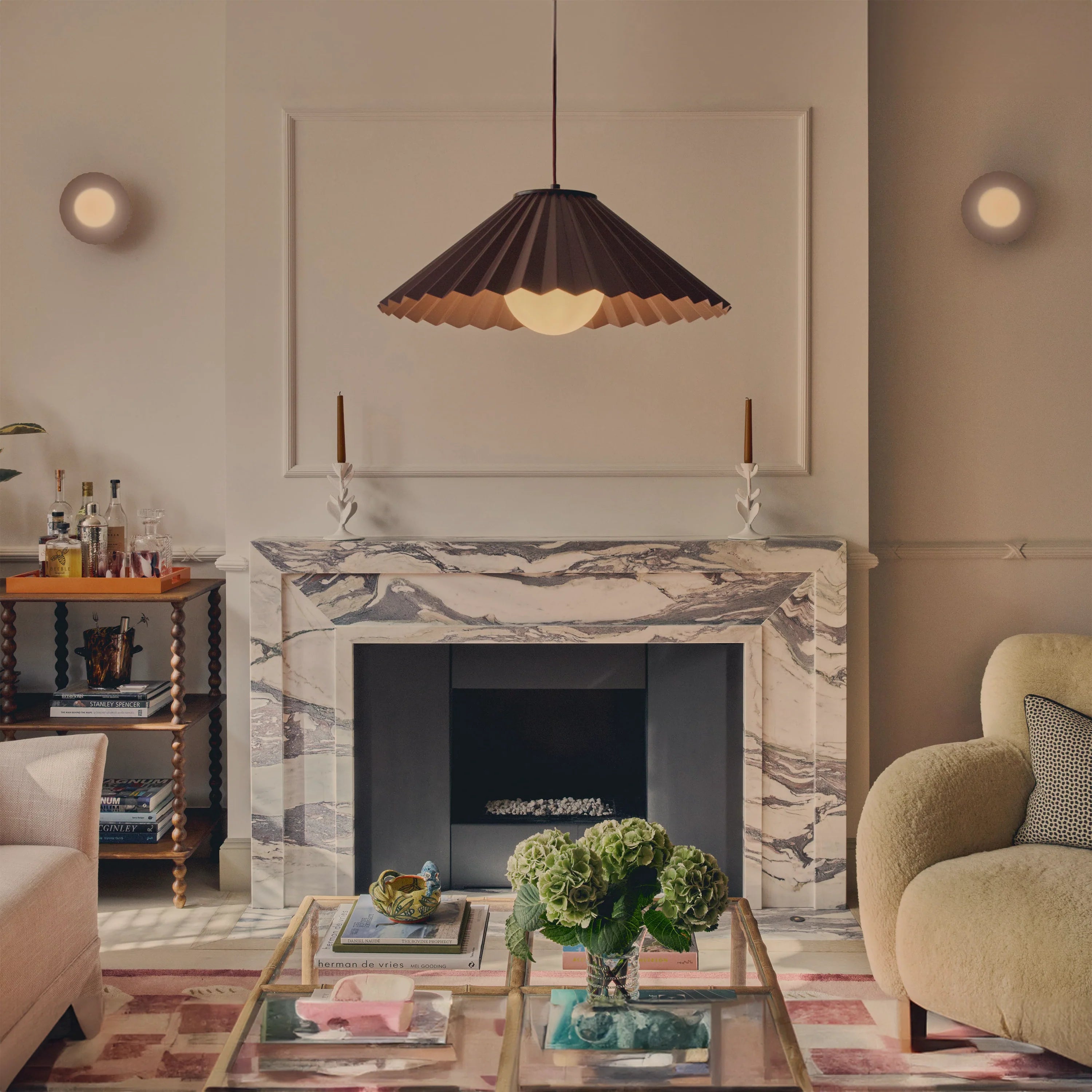 Burgundy Pleat Pendant Ceiling Light − Large − Houseof X Emma Gurner houseof.com