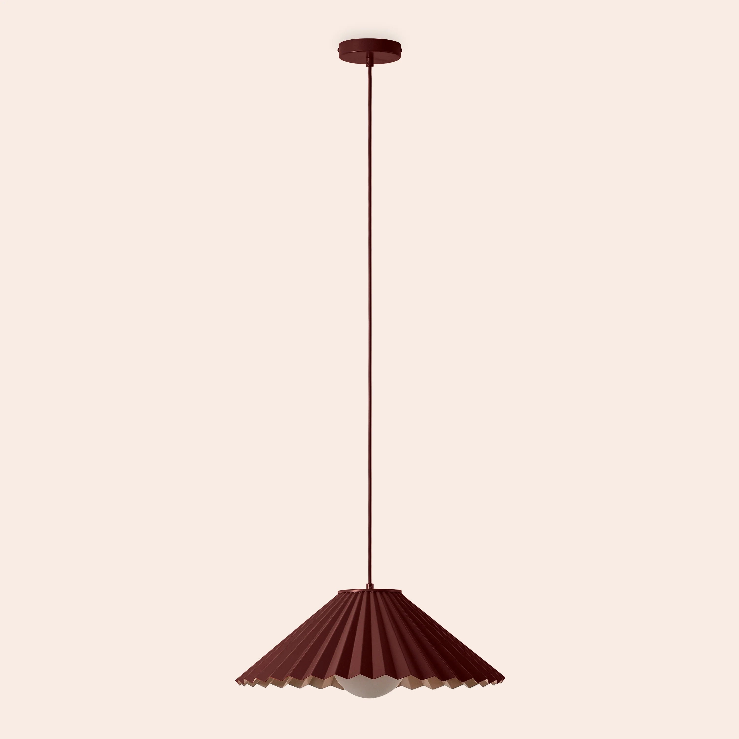 Burgundy Pleat Pendant Ceiling Light − Large − Houseof X Emma Gurner houseof.com