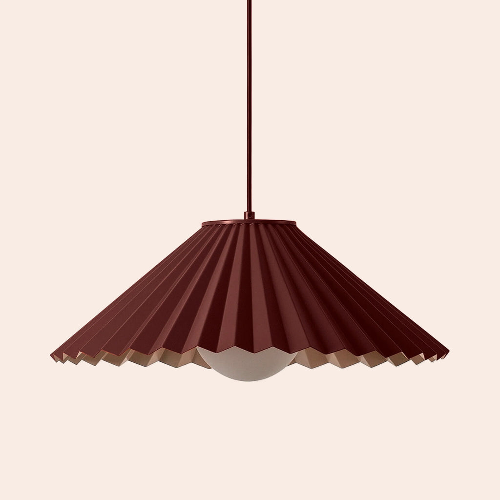 Burgundy Pleat Pendant Ceiling Light − Large − Houseof X Emma Gurner houseof.com